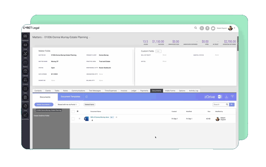 Quick Summary feature in CARET Legal