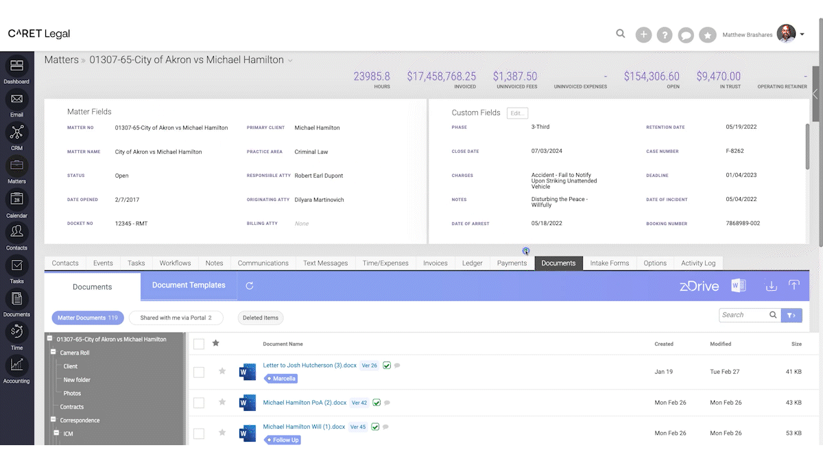 CARET Legal document management software